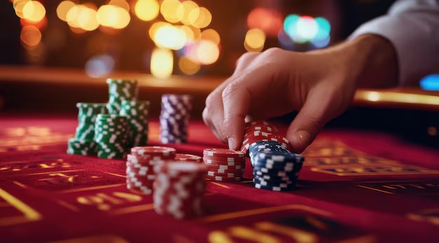 Dealer hand placing cards in Fortune Rabbit pattern